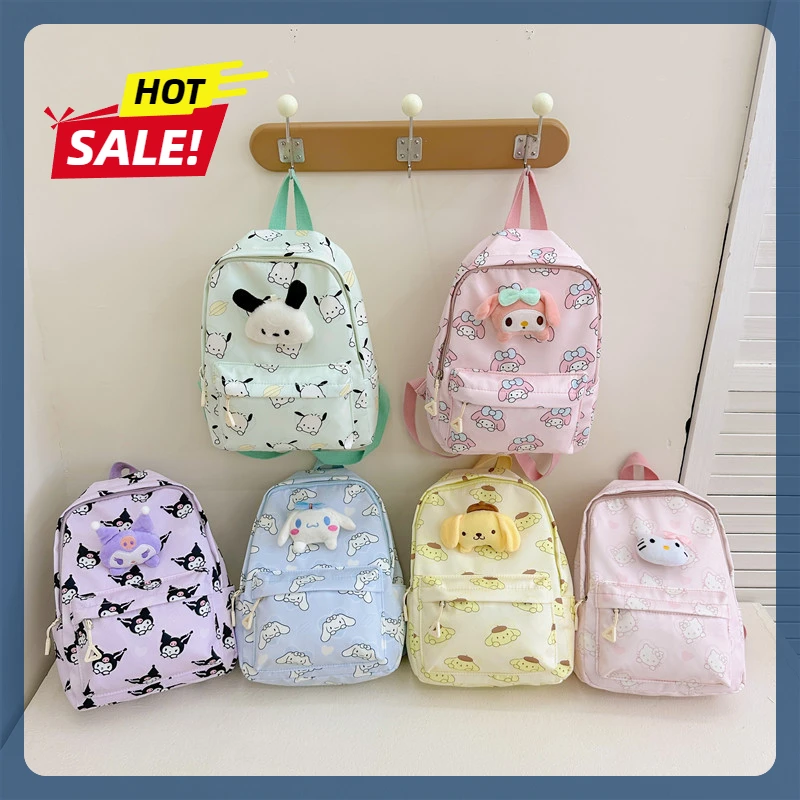 

Sanrio Hello Kitty Kuromi Children Backpack Primary School Students 1-3-6 Grade Burden-reducing Large-capacity School Bags Girl