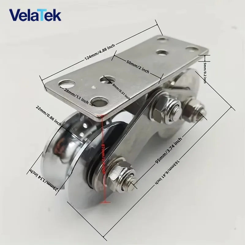 1pcs 304 Stainless steel bracket U/V/H groove type bottom double wheel  pulley roller high load bearing track moving wheel