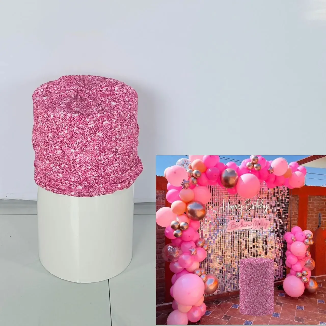 Rosa Blitz zylinder abdeckung für Geburtstags feiern, Hochzeits-und Babyparty-Dekorations requisiten, elastischer Stoff