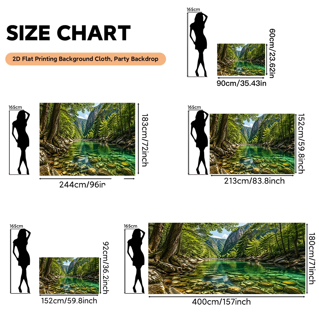 Large Size Waterproof Nature Forest River Landscape Mural Polyester Tapestry Decoration Backdrop for Home Party Wedding Event Ro