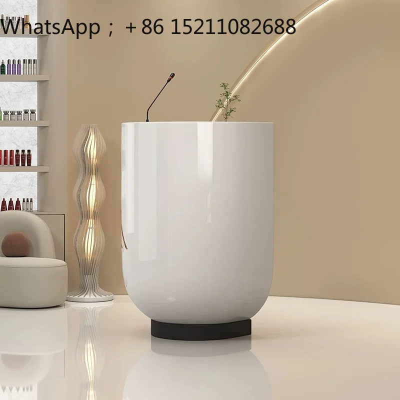 LLY Cashier Store Small 4S Store Reception Desk Whole House Exhibition Hall Welcome Desk Store Arc Painting Reception Counter