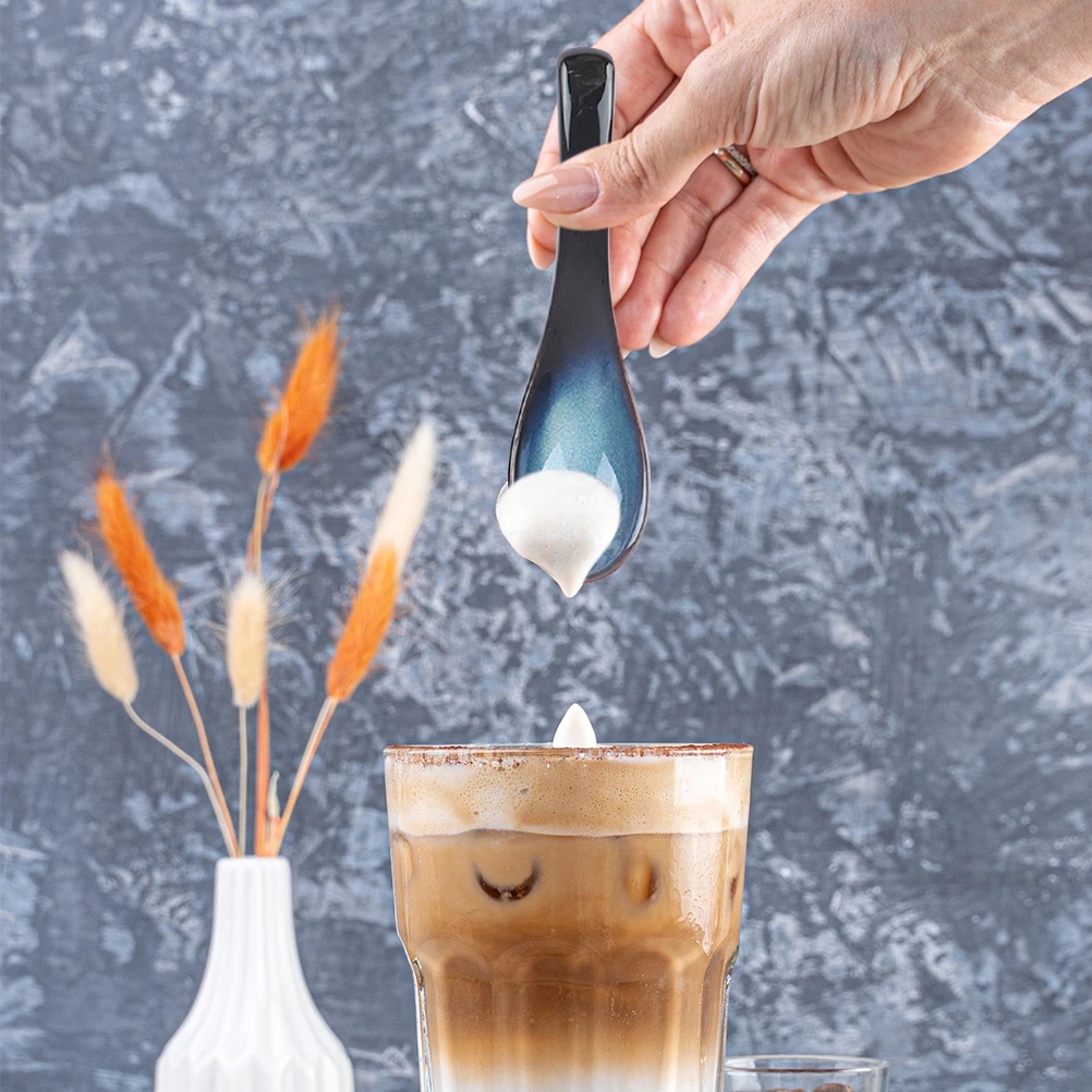 

4Pcs Exquisite Ceramic Soup Spoons Japanese Style Decorative Dessert Spoons for Home Kitchen Soup Spoon