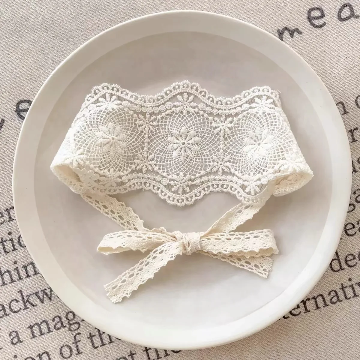Baby Mädchen Spitze Stirnband Neugeborene Prinzessin Elastische Haarbänder Retro Weiße Blume Schleife Kinder Turban Haarschmuck für Mädchen – Detail 3