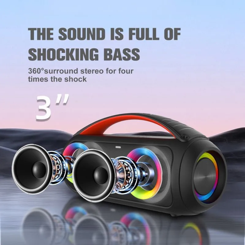 

2025 hot sale Europe, America and other cross-border high-power portable Bluetooth speakers, outdoor IPX5 waterproof luminous wi