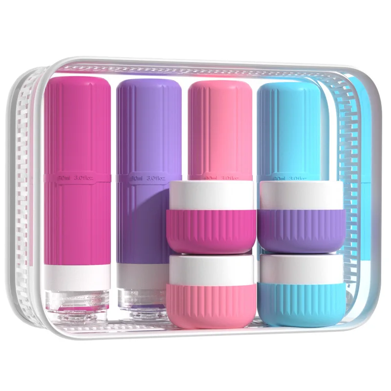 

8 шт. силиконовые дорожные бутылки, дорожные туалетные принадлежности, дорожные контейнеры, герметичные силиконовые сжимаемые предметы первой необходимости для путешествий, банка для крема