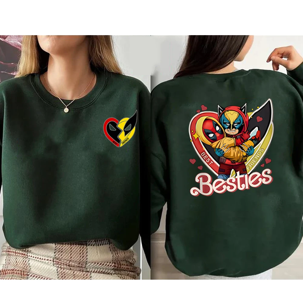 Funny Dead Pool and Wolverine Besties Sweatshirt Logan and Wade Shirt 90s Y2k Superhero Hoodie Trendy MCU Crewneck Sweatshirts