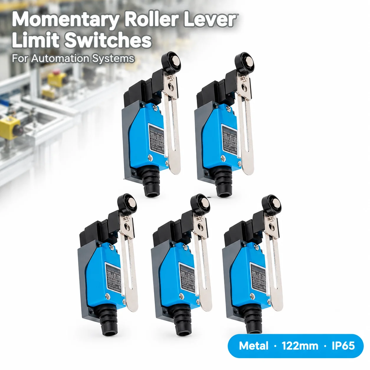 5PCS ME-8108 Momentary Roller Lever Limit Switch AC 250V 5A Metal Adjustable Arm for CNC Router Automation Machinery Control