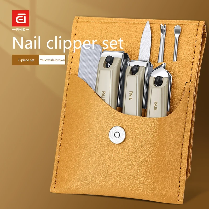 Grooming Tool Set Nail Clipper Set with Portable Case Practical Fingernail Scissors Nail Files Steel Push Earspoon Manicure Kit