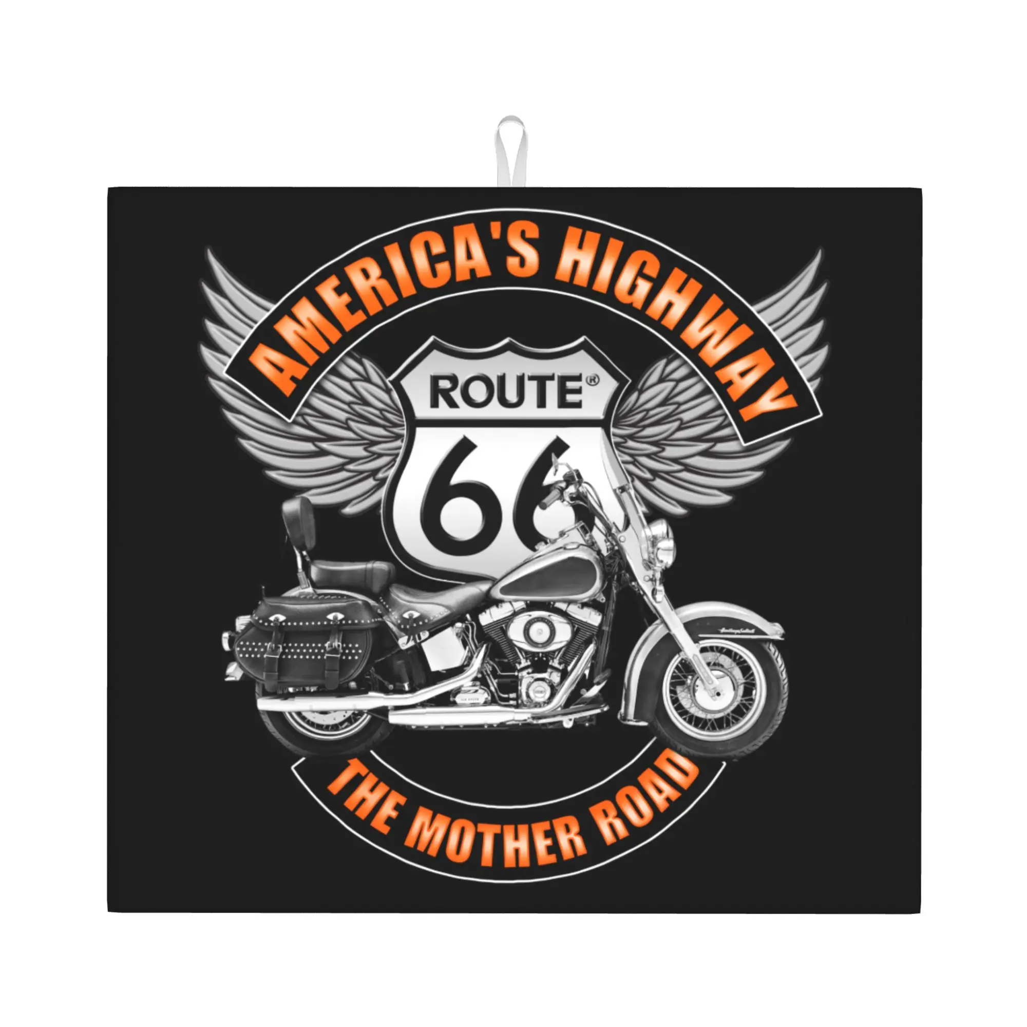 Drying Mat For Kitchen Americas Highway Route 66 Road Trip Adventure Water Absorbent Waterproof Kitchen Counter Protector Mat