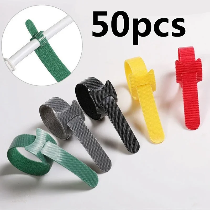 50 pcs Reusable ties Hook and loop fastener Tape Nylon velcros Cable Ties velcros Strap wire home tools Finishing Ribbon