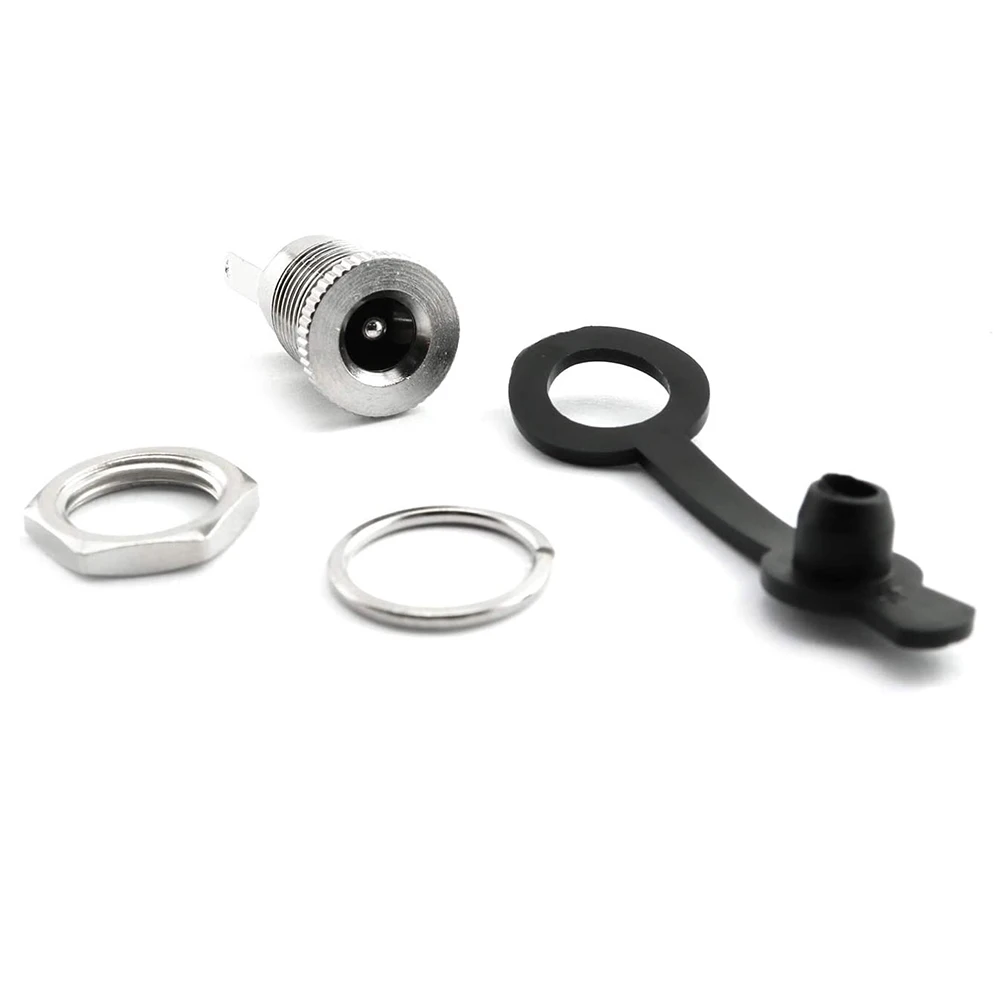 10pcs DC Power Socket Connector with Waterproof Cover Cap 5.5mm x 2.5mm Female  Threaded Panel Mounting Adapter Power Jack