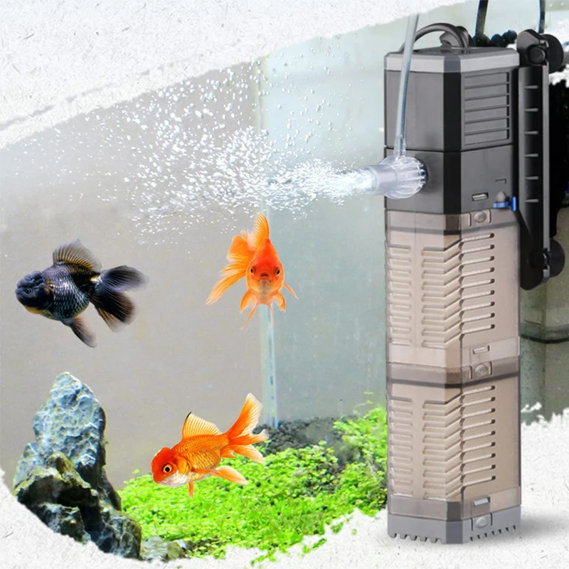 Aquarium Filter Pump Super 5 In 1 Fish Tank Submersible Air Oxygen Internal Pump Aquarium Diving Fountain Pump AC220V