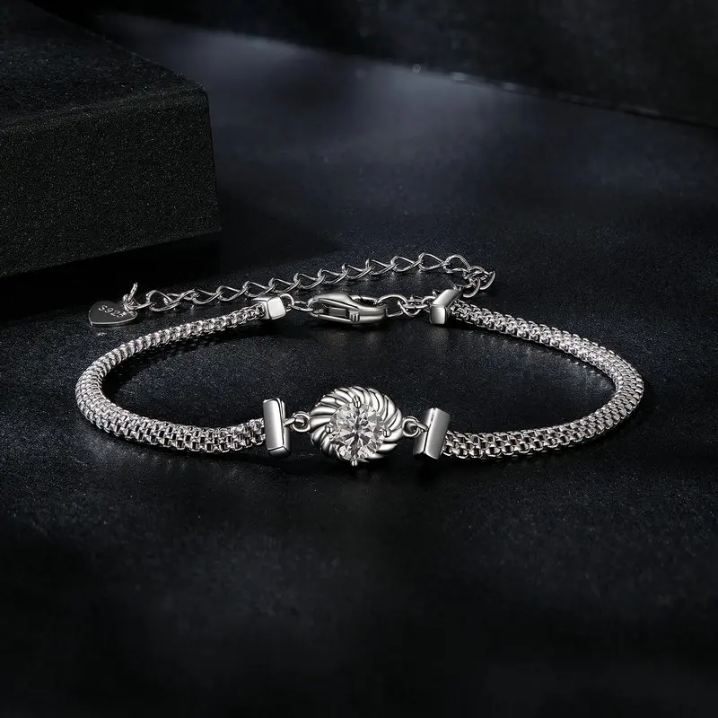 

Bamoer U 0.5CT Moissanite Bracelet 925 Sterling Silver Unique Weaved Chain Design Certified Bracelet Women Fine Jewelry VVS1