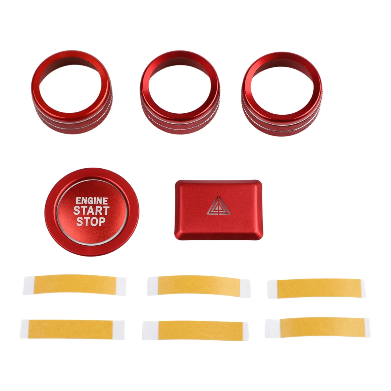 Push Start Accessory Knob Cover Trim Metallic Finish Scratch Resistant Conceals Scratches Easy Installation Red