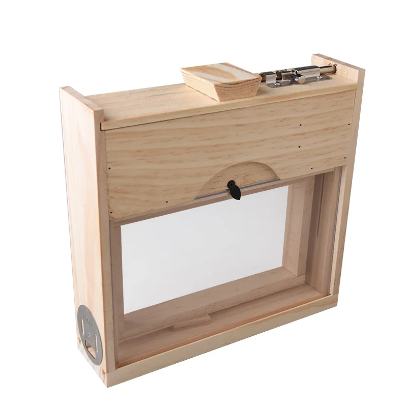 Beekeeping Wooden Observation Bee Hive Glass Window 10 Frame Comb Frame Beehive Kit for Beginners Education