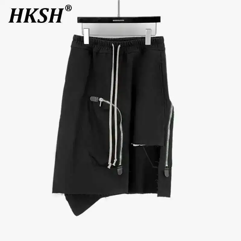 

HKSH Women Skirt Streetwear Dark RO Style Asymmetric Zipper Drawstring Elastic Waisted Short Skirts New Spring Summer 2026 H2823
