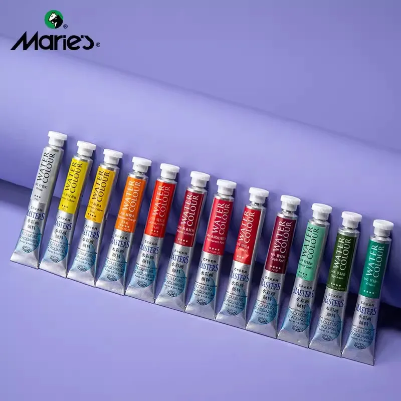 Maries Watercolor Paint Tube Set 12/18/24 Colors 9ml Professional Water Color For Painting Aquarela Art Supplies