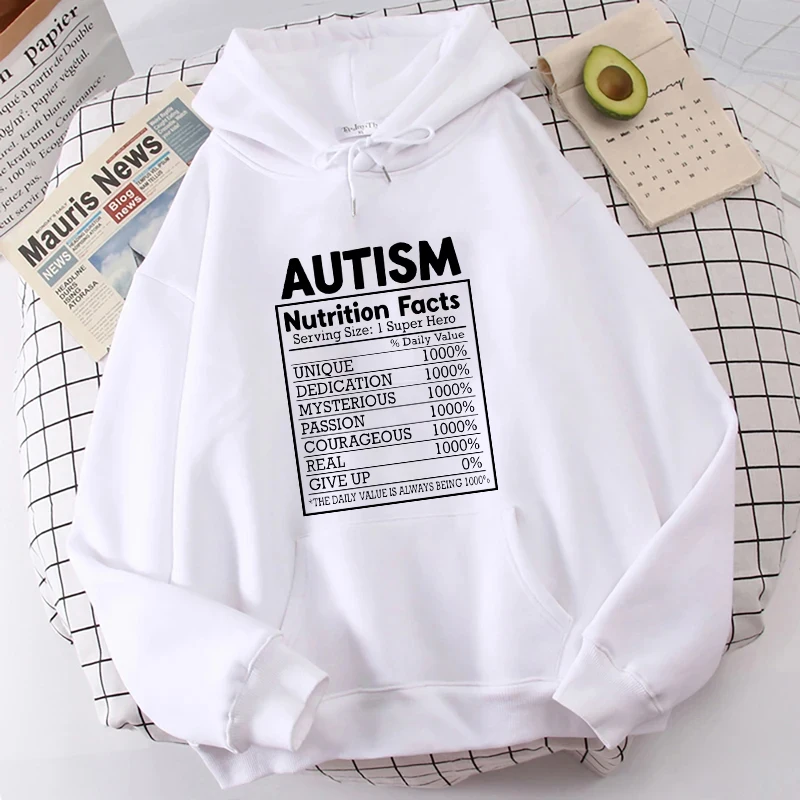 

Woman Hoodies Autism Nutrition Sweatshirts Autism Awareness Quote Month Long Sleeve Hooded Winter Autumn Outerwears Y2k Clothes