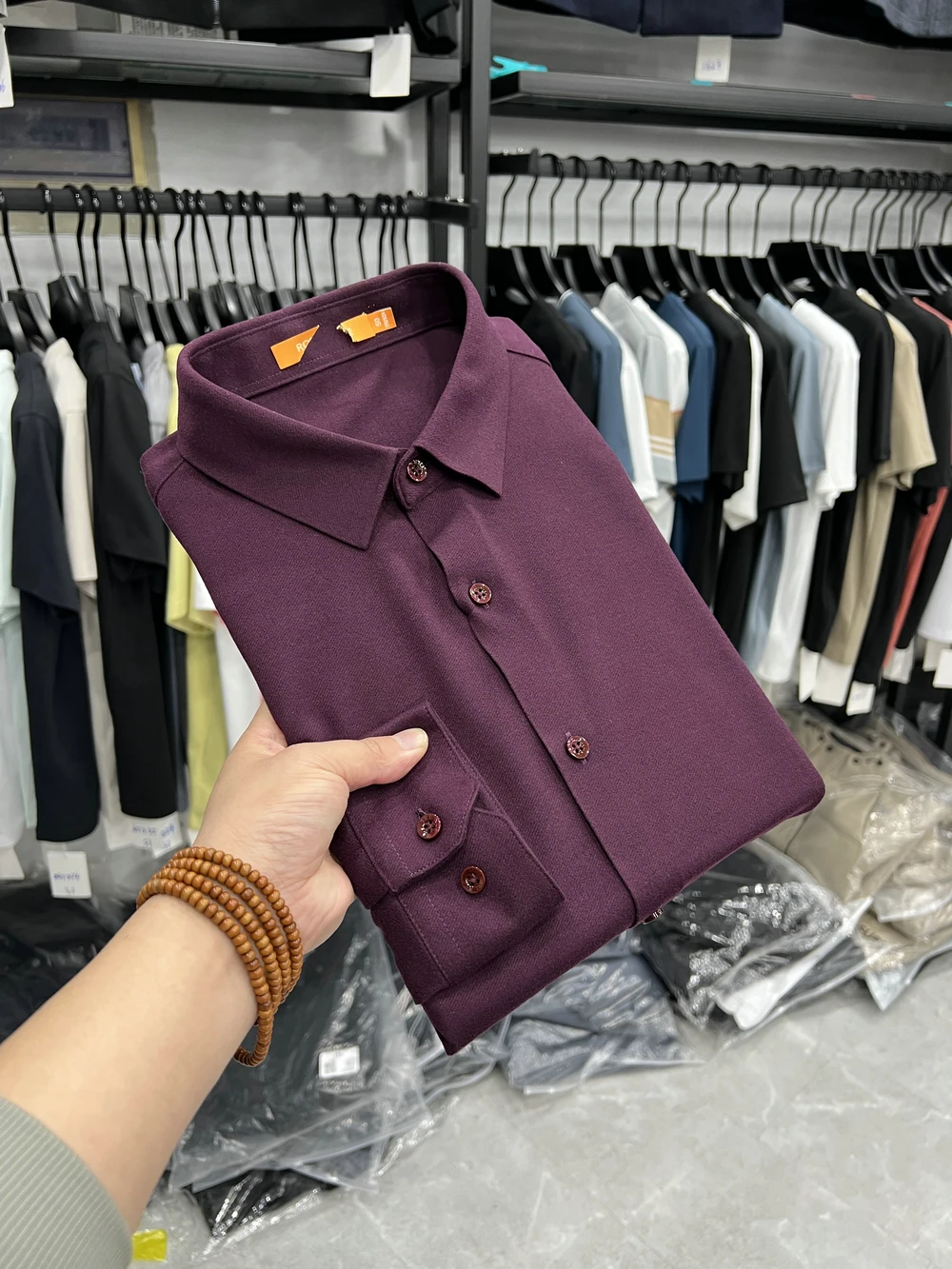 

Long Sve Casual Basic Skin-friendly Micro Elastic Soft Comfortable Busin Commute Pure Color Men's irt Cut Label