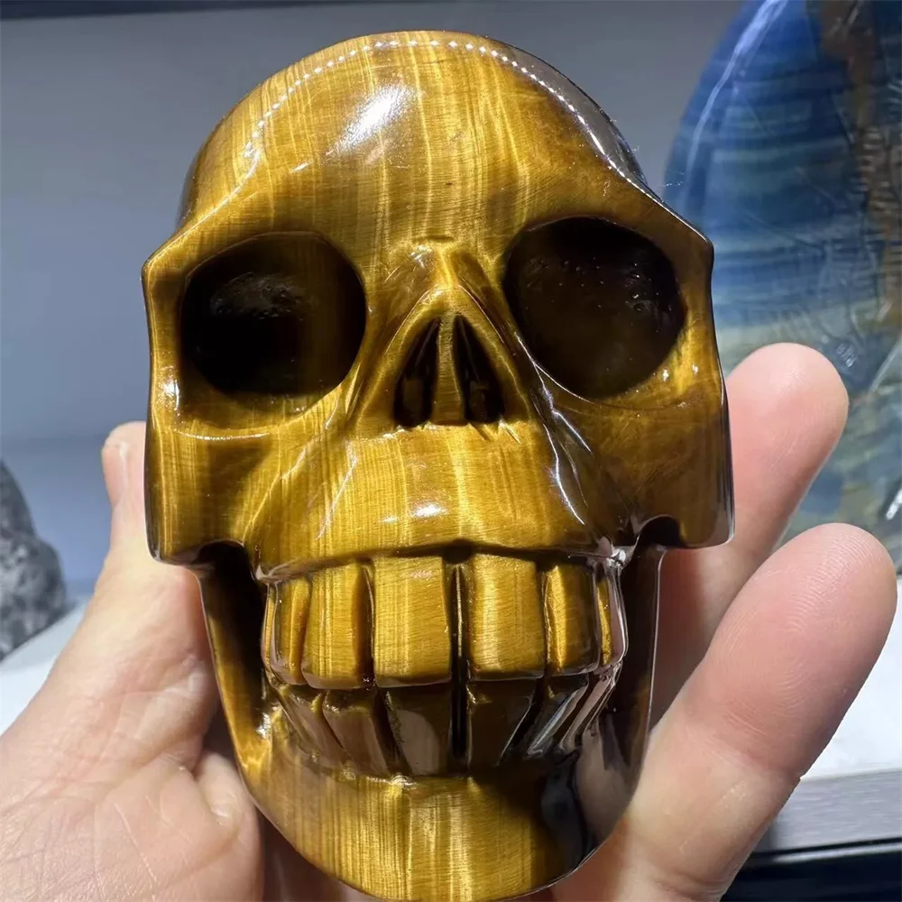 

High Variety! Natural Tiger's Eye Skull, Energy Gems, Reiki Healing, Gifts, Room Decorations, Decorations, Meditation,
