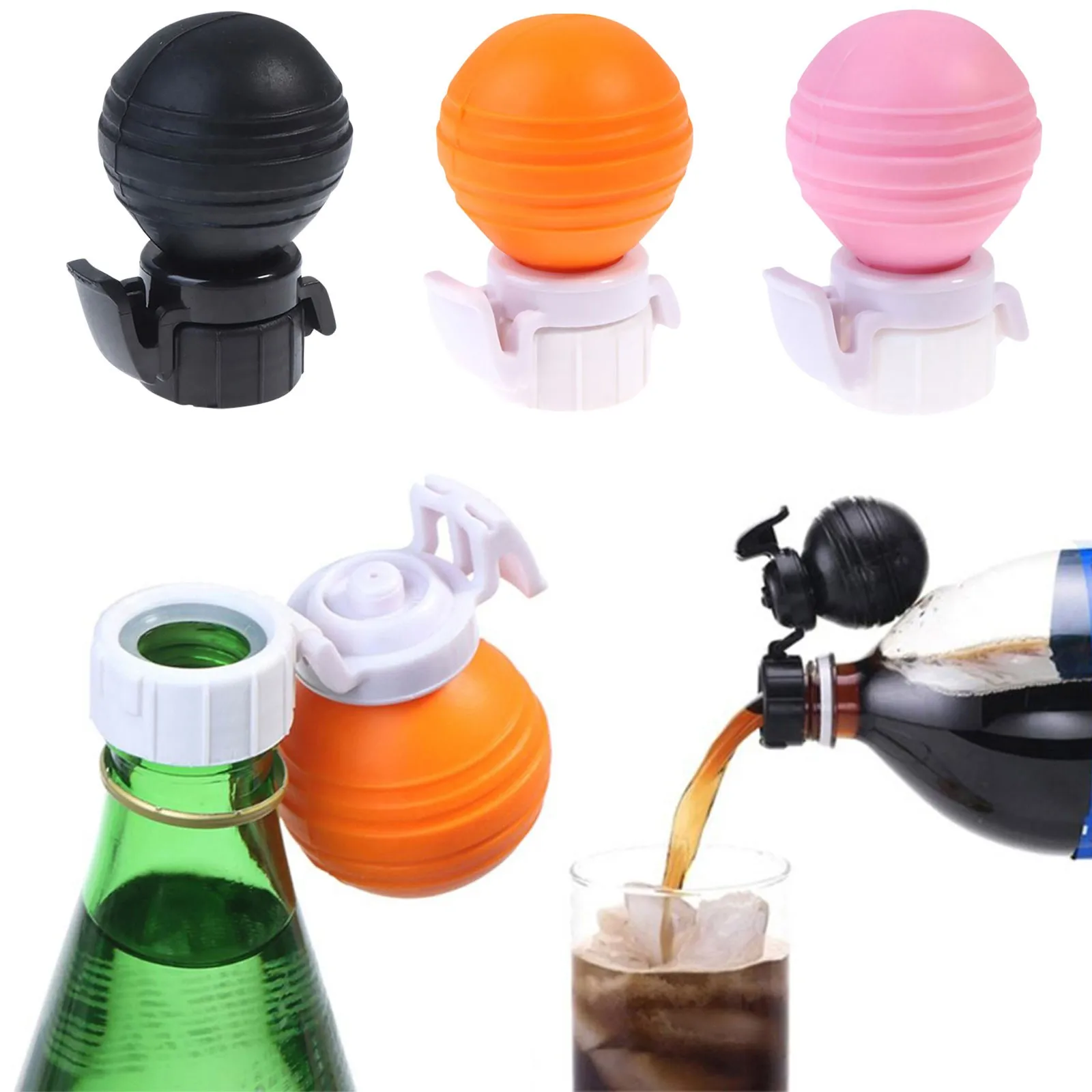 Silicone Manual Inflation Bottle Stopper Carbonated Drink Leak-proof Cover Soda Bottle Lid Sealing Beverage Cap Protector Snap
