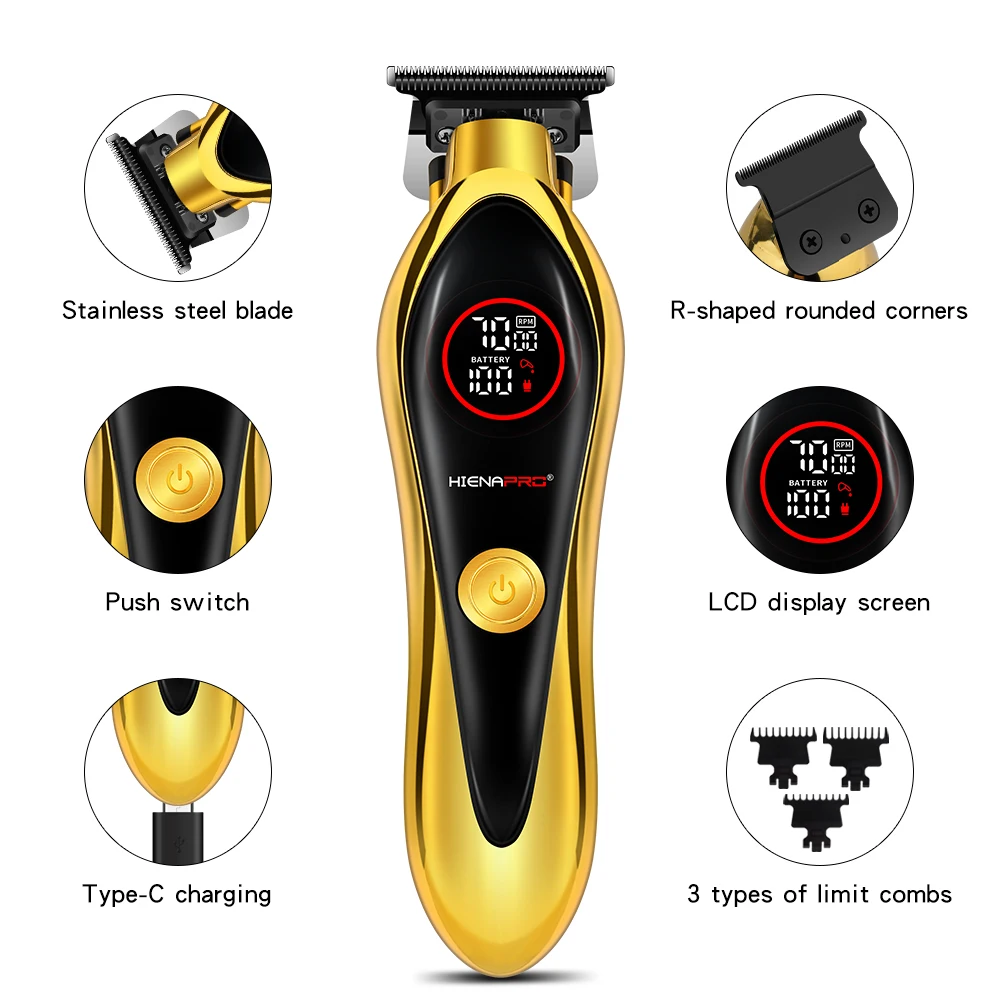 مقص الشعر المهنية الرجال النساء هدية مقصات الحلاق مقصات الحلاق الكهربائية عالية السرعة موتور شاشة LCD USB شحن HYN-053