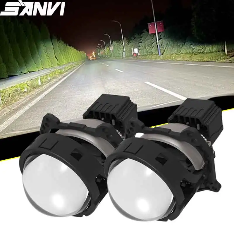 SANVI A11pro Auto Bi LED Projector Lens for Car Headlight Upgrade with Hella 3R G5 Frame Three Reflector 5500k 140W 10520Lux