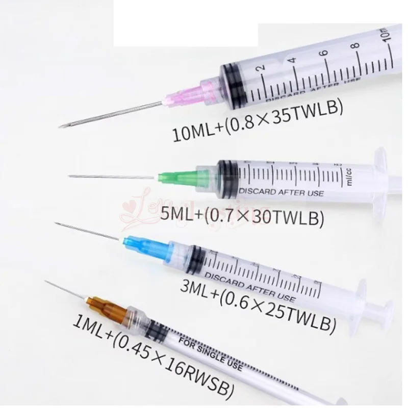 20pcs/lot 3ml 5ml luer Syringe 34G 30G 4mm 32G Injection Needles Tattoo Injection Tool Sharp Pointed Needles Disposable Needle