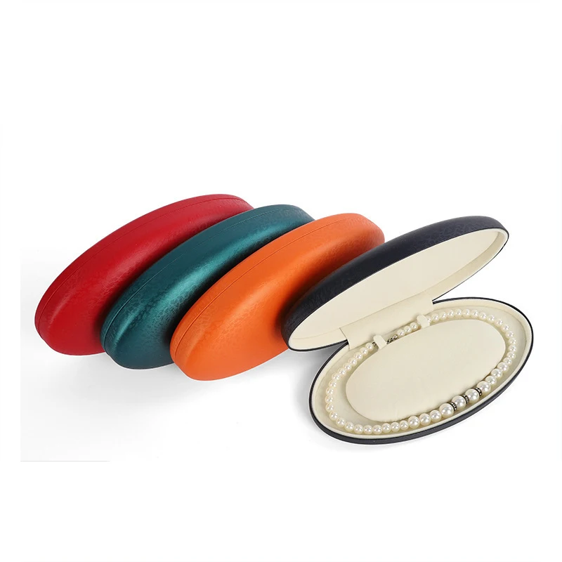 

Elliptical PU necklace box leather jewelry storage and display box necklace and pearl display box gift box