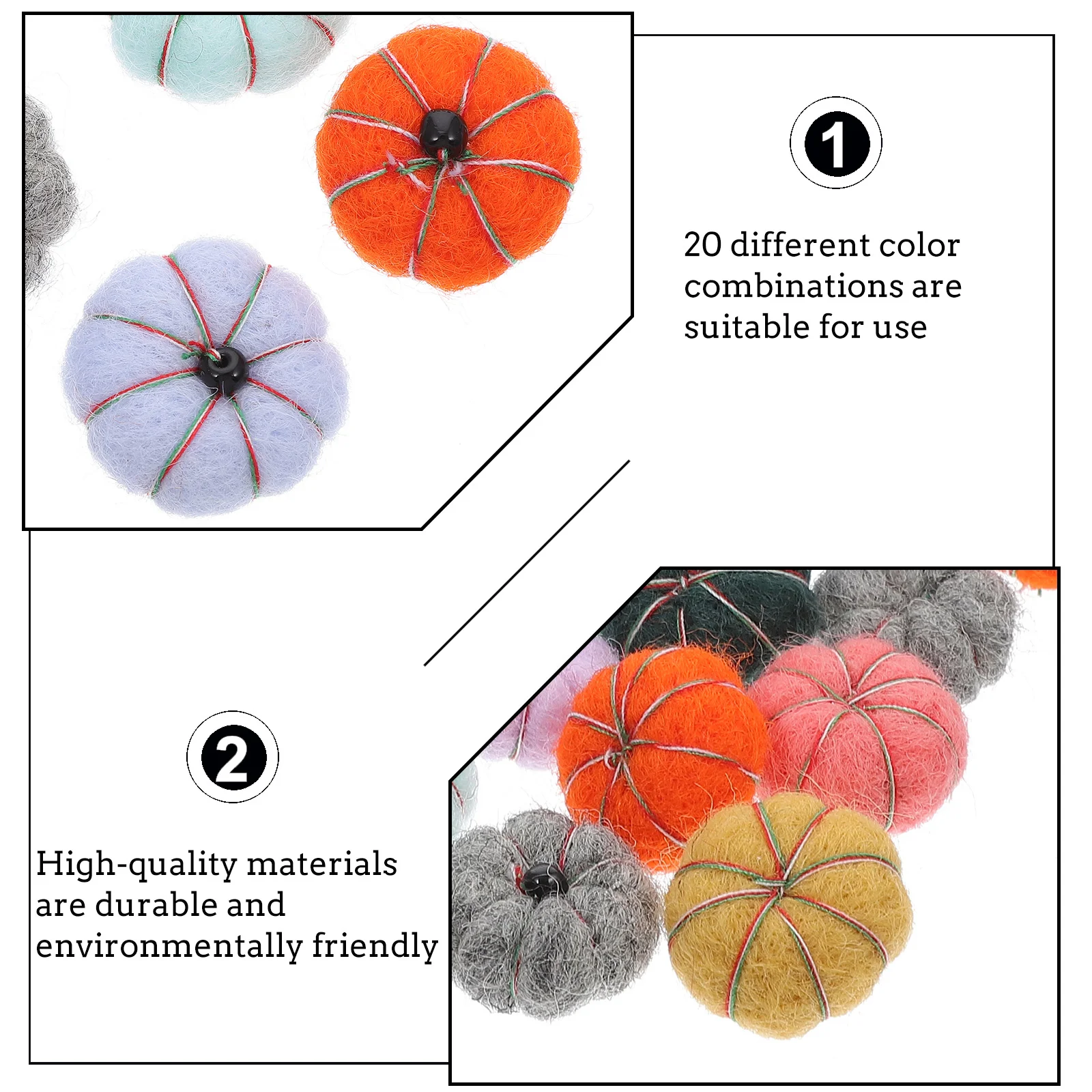 20 Pcs Felt Pumpkins Mini Autumn Decor Hat Accessories Replacement Wool Party Decoration Pedant Finished Product