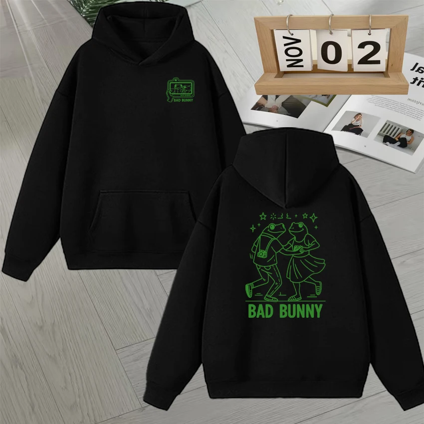 

Fashion Bad Bunny 2026 World Tour Funny Design Print Hoodies Men Women Harajuku Casual Fleece Pullovers Loose Sweatshirts Unisex