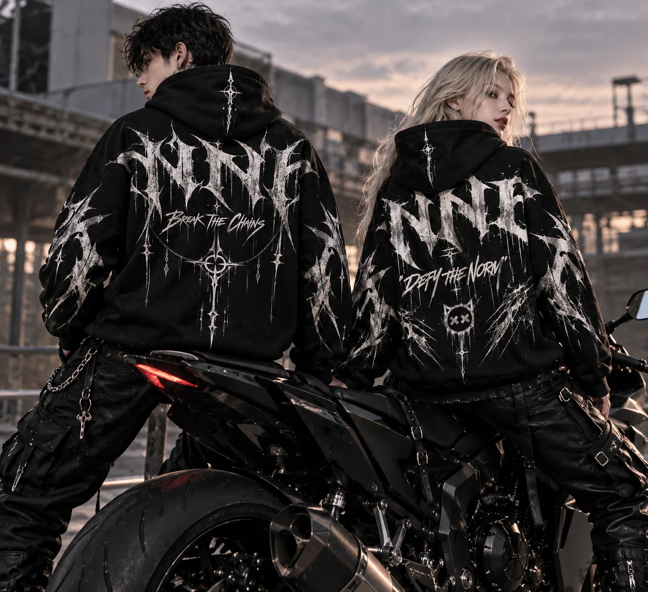 Gothic Y2K Hoodie for Men Women Dark Streetwear Graphic Print Hip Hop Alt Aesthetic Loose Fit Hooded Sweatshirt Biker Punk Top