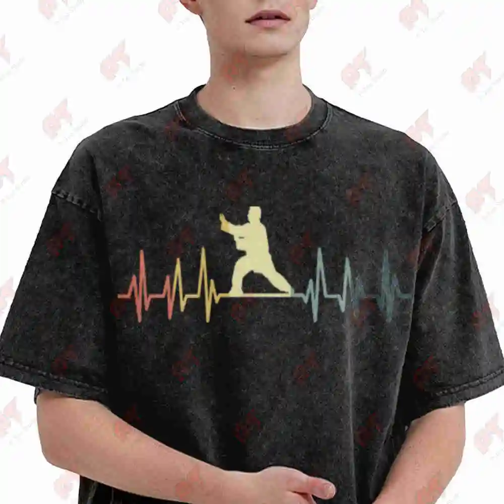 Tai Chi Qi Gong Meditation Martial Arts Vintage Washed Tee Pure Cotton T-Shirt