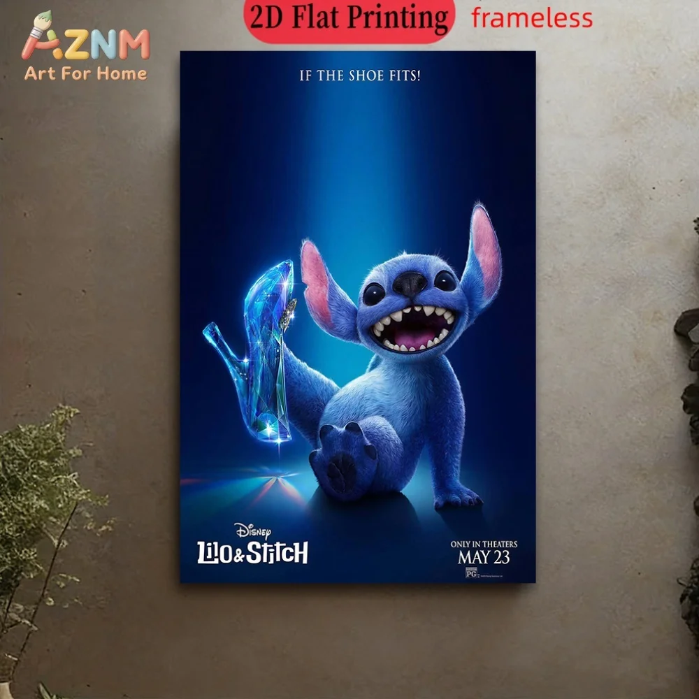AZNM Lilo & Stitch - Cuadro de lienzo sin marco, arte de pared de Disney, Stitch Experimento 626, Escena de la Zapatilla de Cristal de Cenicienta, Si el zapato se ajusta, película