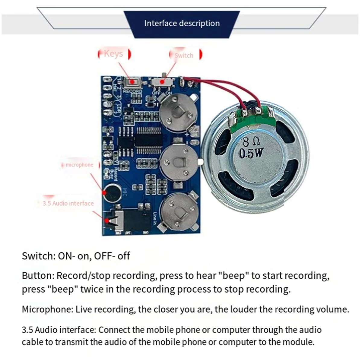 17 Minutes Sound Voice Audio Music Recorder Board Chip Programmable Music Module for Greeting Card Self-Made Gift