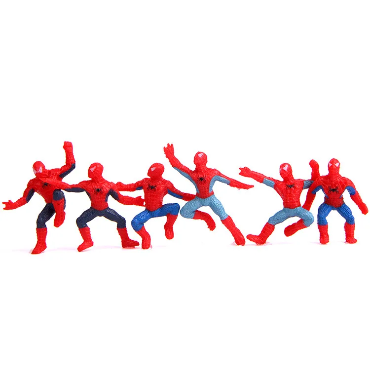 6pcs/set 4-5cm Spiderman Keychains Superhero Spider Man Pendants Phone Straps PVC Figure Toys