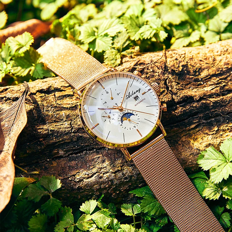 

Модные простые мужские черные автоматические механические часы из нержавеющей стали, водонепроницаемые классические наручные часы с датой и неделей