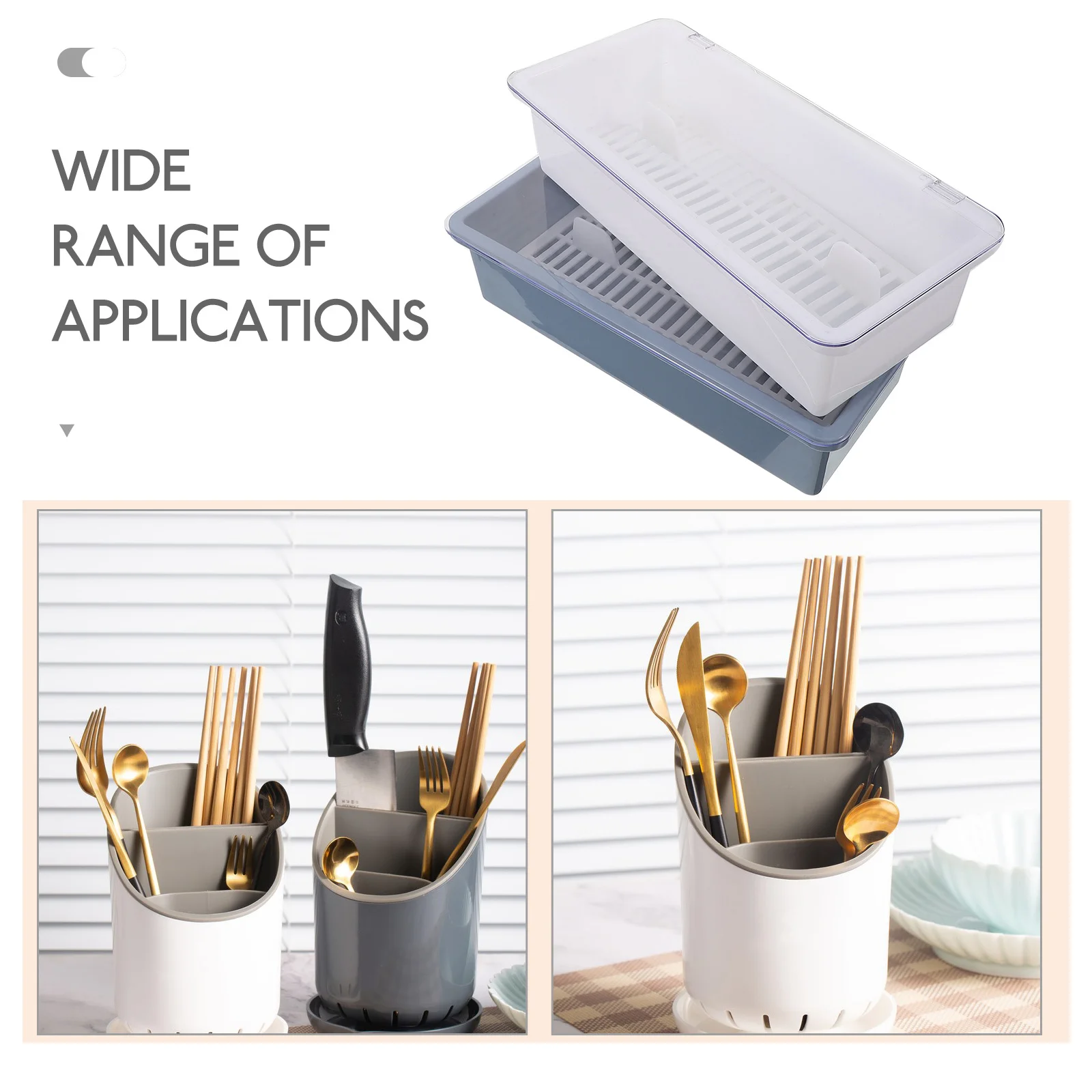 

2Pcs Transparent Lid Utensil Holder Chopstick Box Cutlery Organizer for Home Hotel Restaurant Camping Gift Idea