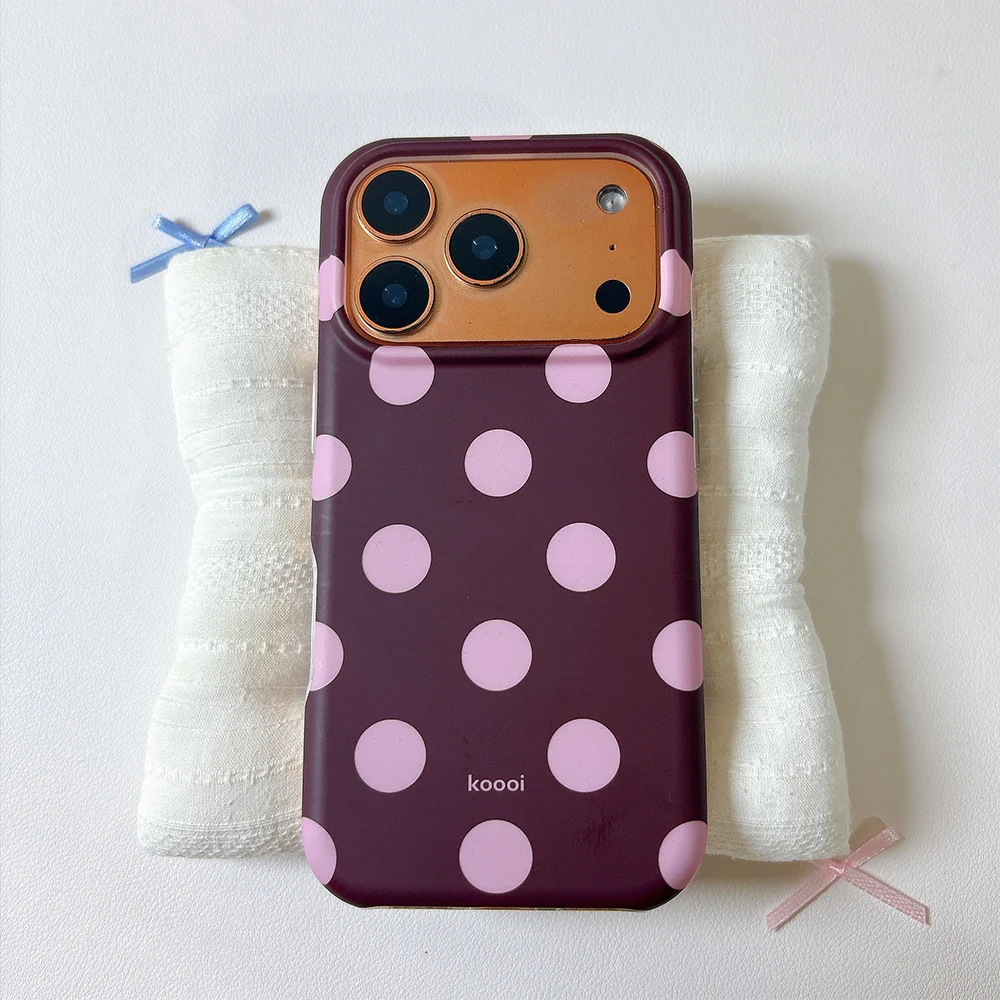 Beliebte Retro-Handyhülle mit großen Polka Dots in Burgunderrot für iPhone 18 Pro Max 17 16 15, stoßfeste Schutzhülle aus IMD TPU – Detail 16