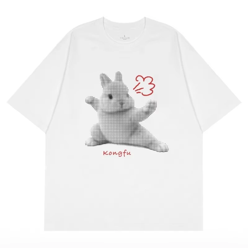 2026 New Kungfu Bunny A Niche Stylish and Fun-look T-shirt  Made of Cotton and Featuring Sh