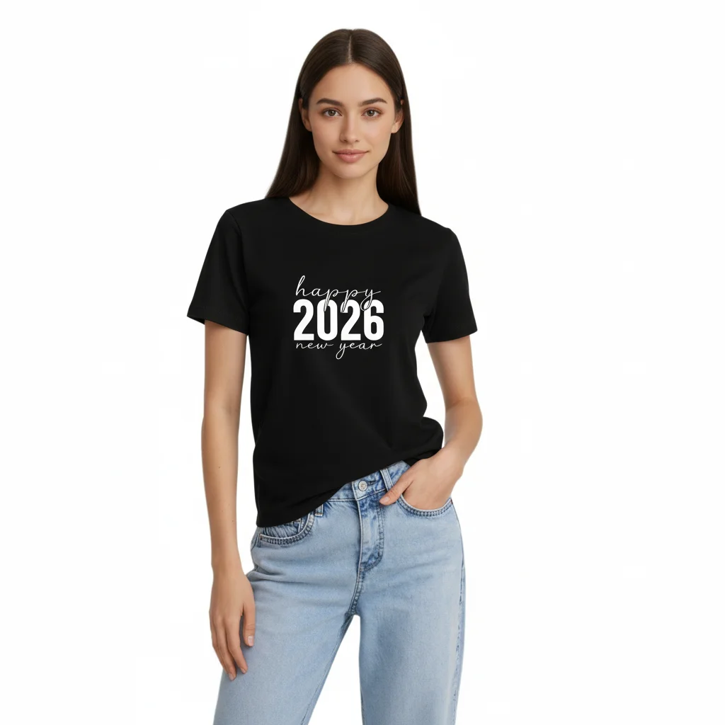 

Oversized Women Tees Summer Short Sleeve Tops 2026 New Year Graphic T-shirt 100% Cotton Woman Tshirt Female T Shirts Clothing