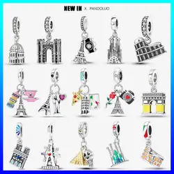 2023 New in Landmark Building Shape Eiffel Tower Charms Pendant fits Women Pandora 925 charm Bracelet Silver DIY Jewelry Gift