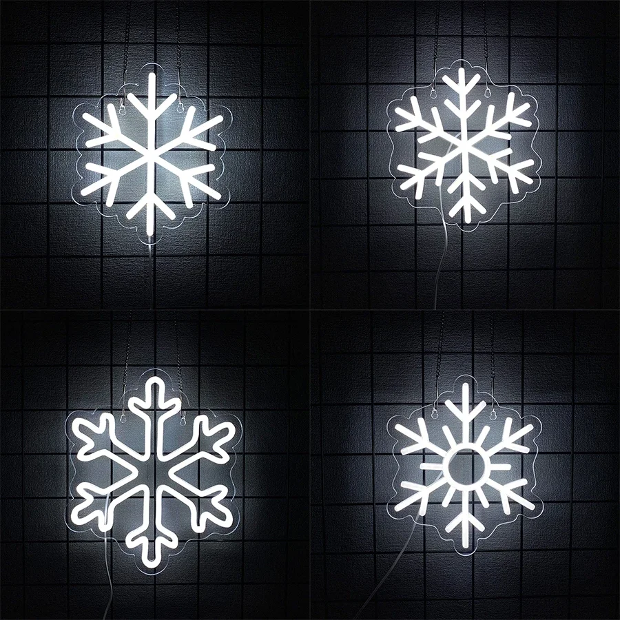 Christmas Home Decoration Neon Sign Snowflake Personality Usb Icon for Artistic Decor of Rooms Powered Offices and Bars. Bar