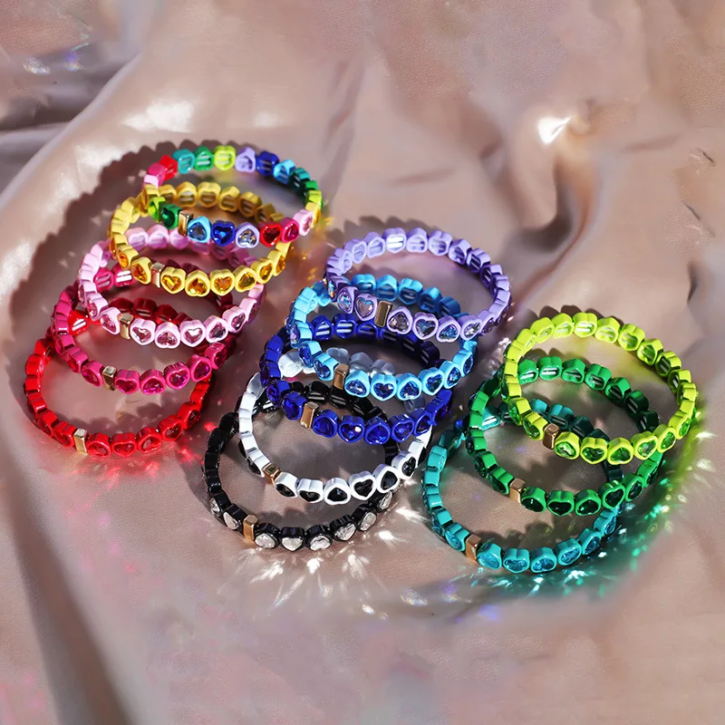 

Boho Elasticity Beads Charm Bracelets Colors Cute Core Heart Women Bracelets Jewelry Accessories Jewellery Women Pulseras