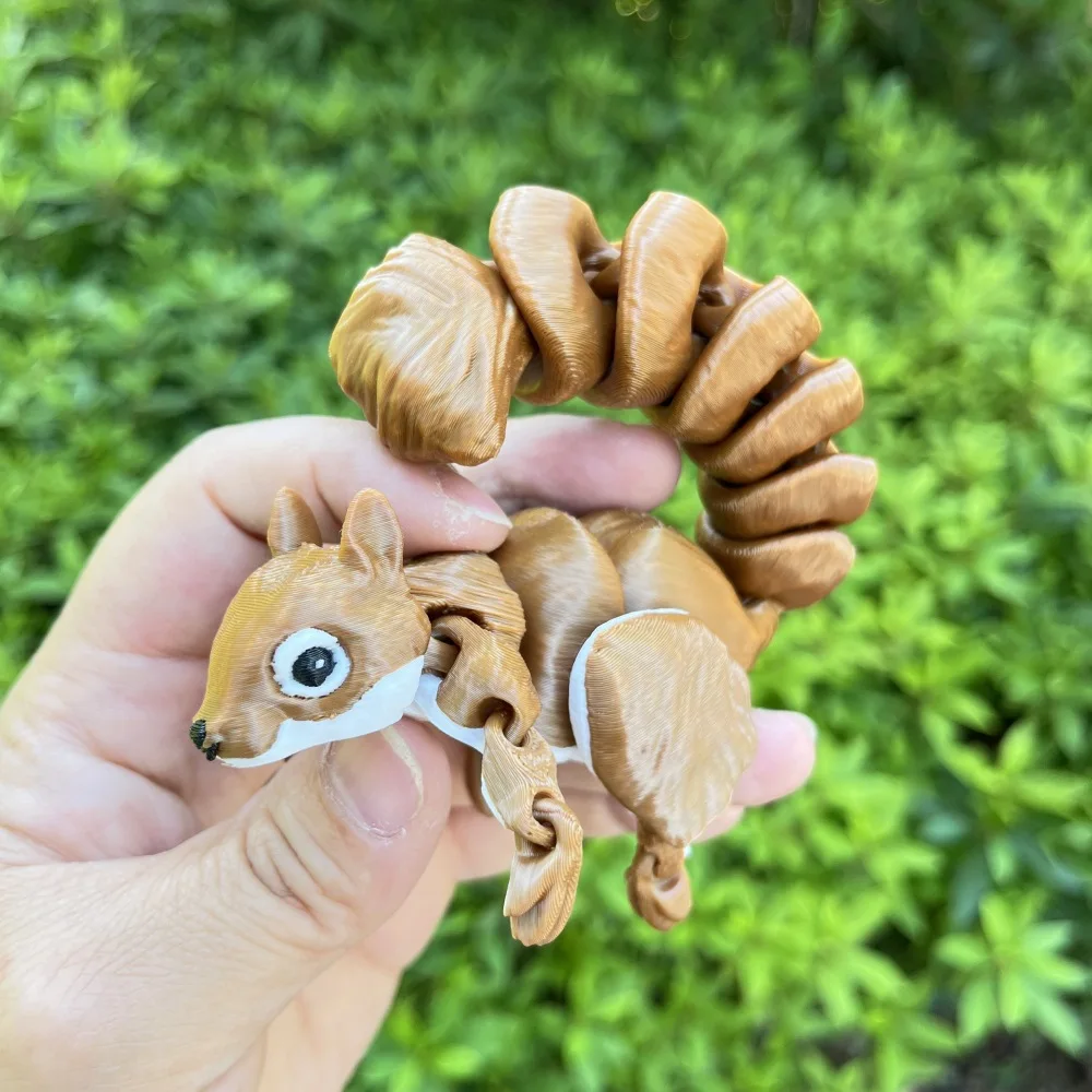 3D-gedrucktes Waldtier-Eichhörnchen-Spielzeug, flexible Gelenke, bewegliches süßes kleines Eichhörnchen, kreative Heimdekoration, Ornamente, Kindergeschenke