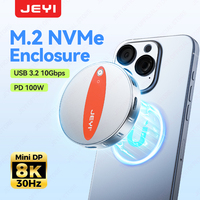 JEYI Magnetic M.2 NVMe SSD Enclosure (2242/30)–(10Gbps)USB 3.2,PD 100W, 8K30Hz Mini DP | iPhone 15/16 Pro Max ProRes Compatible