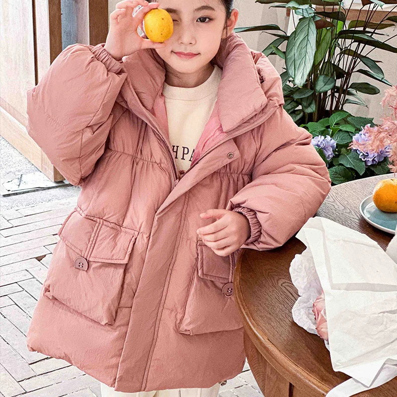 Girls Down Coat Jacket Cotton Windbreak 2023 Lovely Warm Plus Thicken Winter Skiwear Ten Degrees Below Zero Children's Clothing