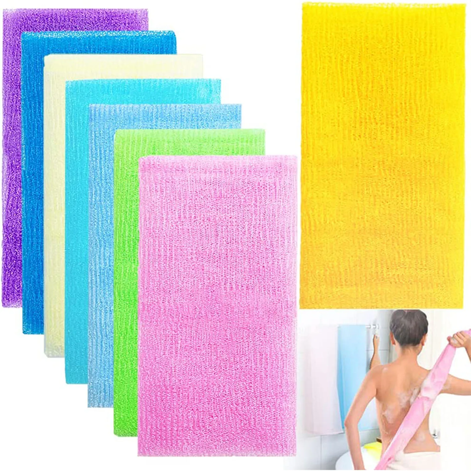 1 Pcs 35 Inch Exfoliating Bath Cloth,Beauty Skin Bath Wash Towel,Nylon Shower Washcloth Body Scrubber Loofah for Women and Men