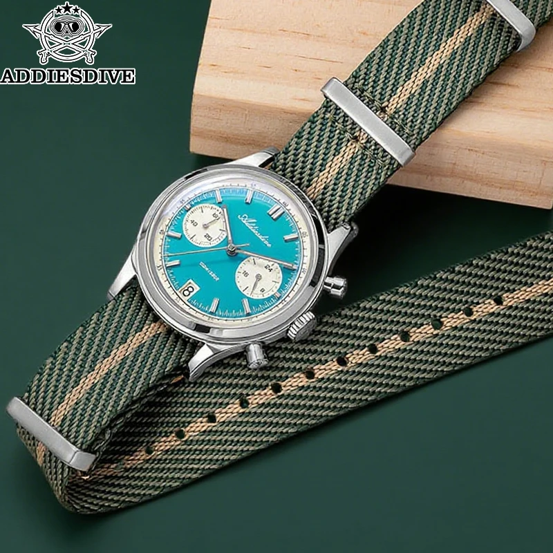 

ADDIESDIVE AD2095 Watch of Men 60min Chronograph Quartz Wristwatch Bubble Mirror Glass Luminous Waterproof Men's Watches 38mm