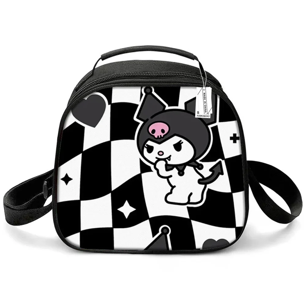 Sanrio Kids School Cute Cartoon borsa da pranzo isolata borsa da Picnic Kuromi di grande capacità borsa da viaggio portatile per studenti